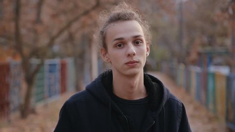 Handsome Boy With Long Curly Stock Footage Video 100 Royalty