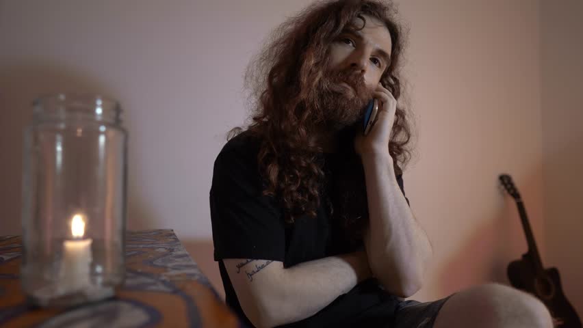 Long Haired Male Musician In Stock Footage Video 100 Royalty
