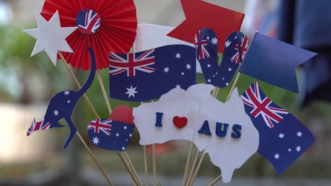 Australian Flags Patriotic Party Decorations Stock Footage Video