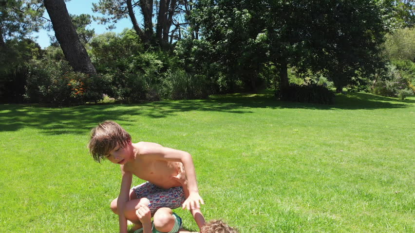 Siblings Wrestling And Fighting Each Stock Footage Video 100