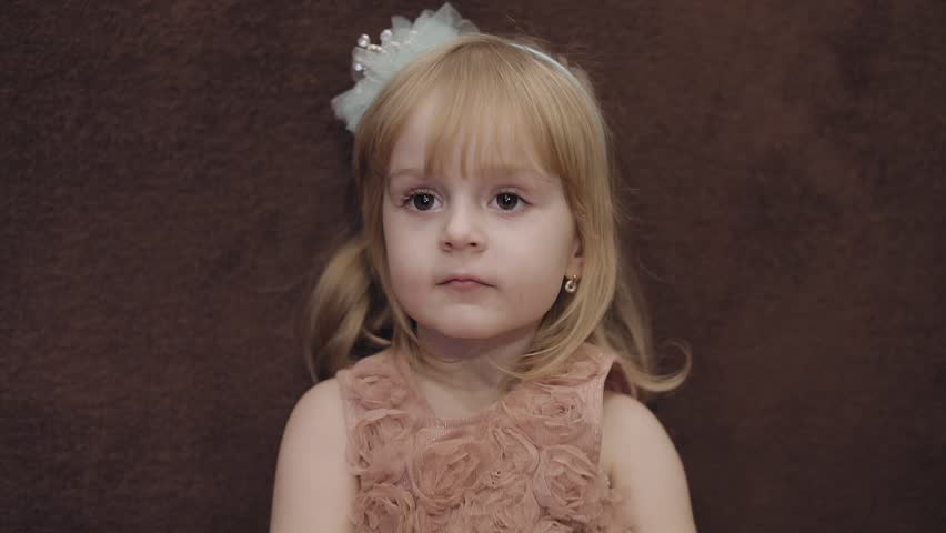 Hd00 05happy Three Years Old Girl Cute Blonde Child Brown Eyes