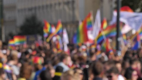 Junior Nude Beach Sex - Blur crowd background rainbow flags lgbtq gay pride parade, celebration