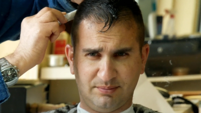 Man Getting A Short Haircut Stock Footage Video 100 Royalty