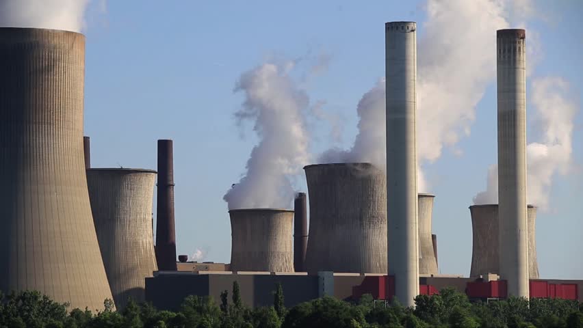 Air Pollution Coal-burning Power Plant 1080p Stock Footage Video