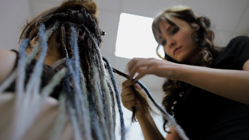 Girl Hairdresser Weaves Dreadlocks Client Stock Footage Video 100 Royalty Free 1031590958 Shutterstock