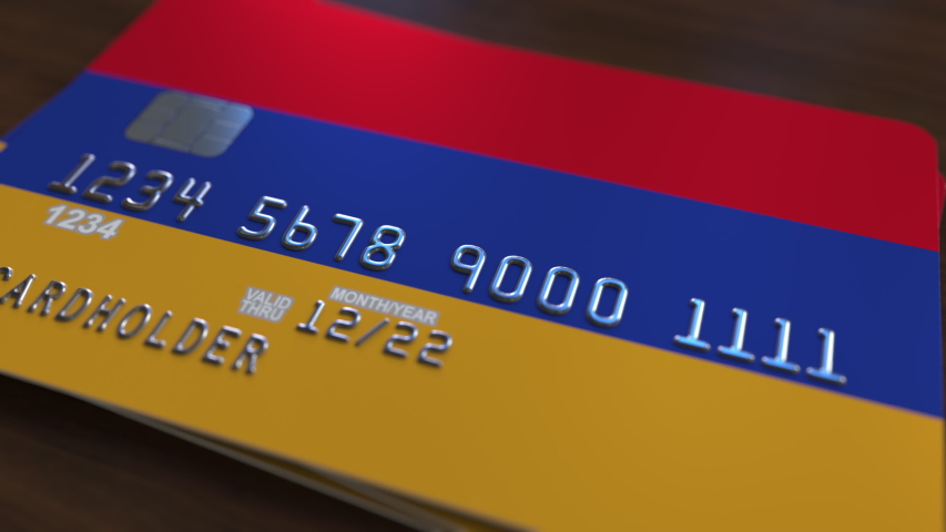 Plastic Bank Card Featuring Flag Stock Footage Video 100