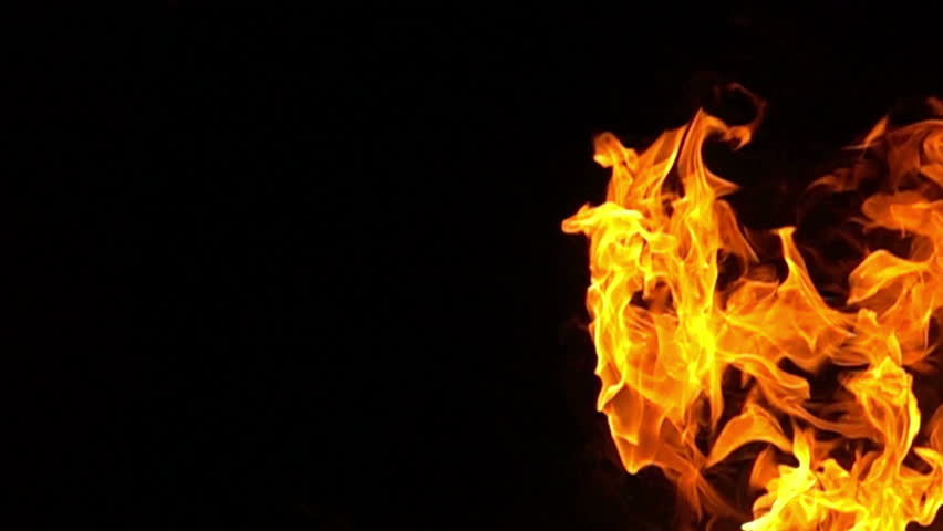 Short Flash Flames On A Black Background. Flame Moves From The Left ...