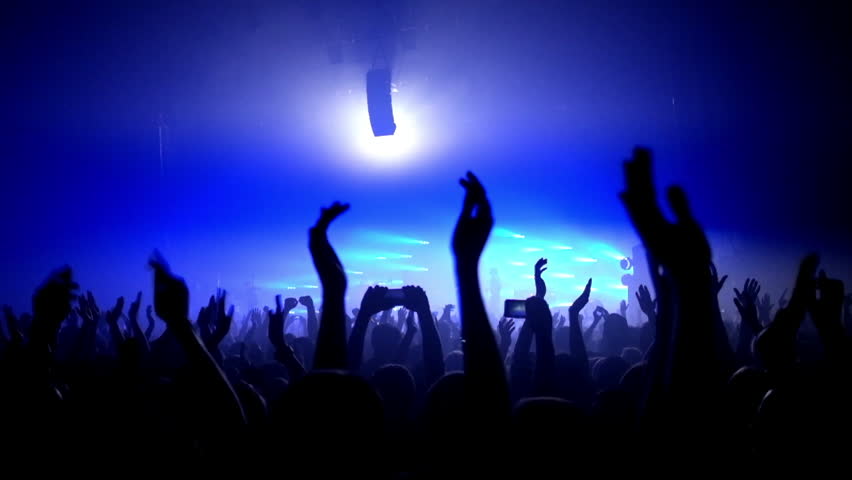 People Standing, Holding Phone Over Heads And Shooting Performance At ...
