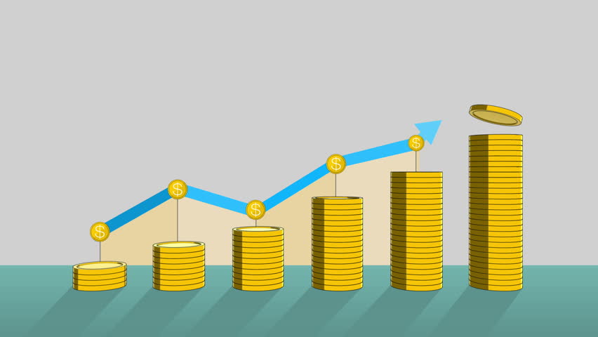 Graph Of Growth Of Economic Indicators. Animated Chart With Falling ...