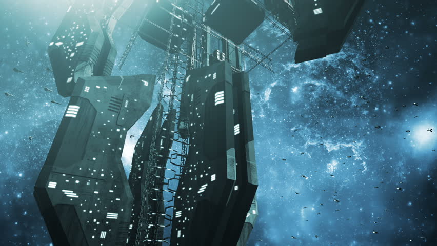 Animated Fleet Of Futuristic Spaceships And An Impressive Space Station Animated Fleet Of Futuristic Spaceships And An Impressive Space Station