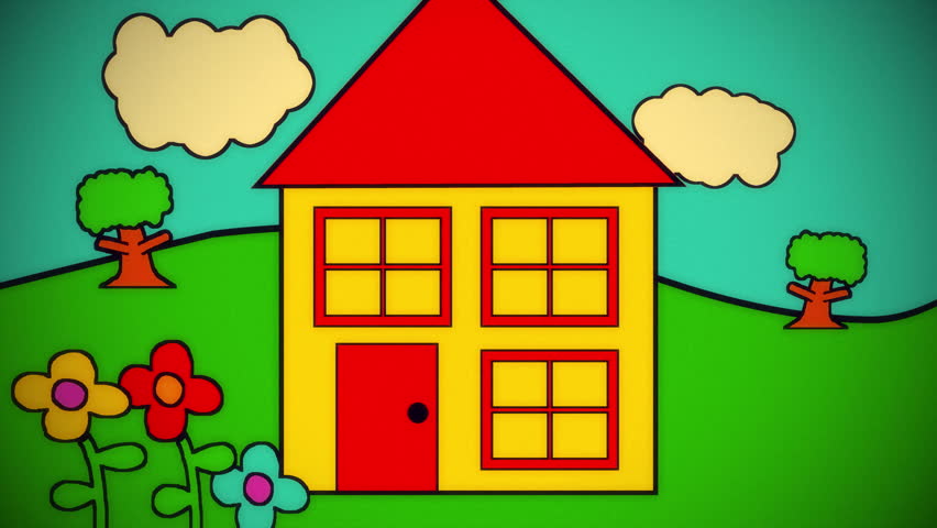 House Childrens Cartoon Kids Toon Stock Footage Video (100% Royalty