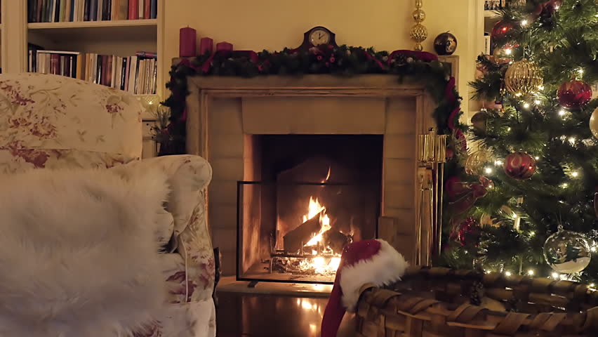 Christmas Tree Near A Fireplace Stock Footage Video 100 Royalty