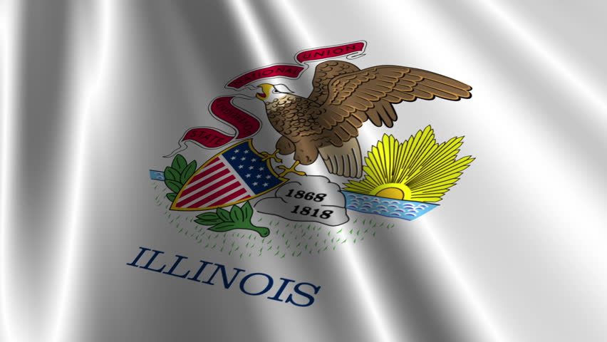 Flag Of Illinois In The Shape Of Illinois State With The USA Flag In ...