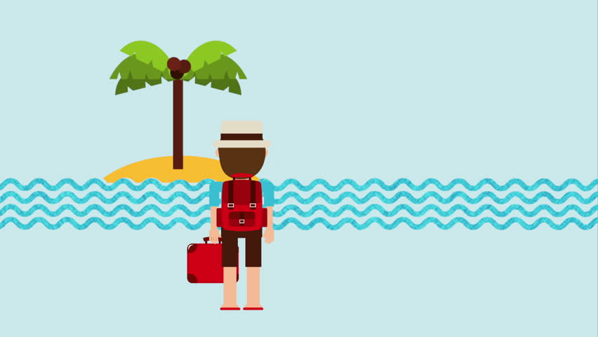 Tropic Island. This Cartoon Animation Is Perfect For Creating Vacation