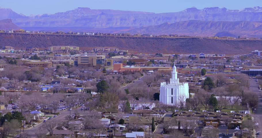 The LDS Temple Stands Tall In The St. George, Utah Skyline. Stock ...