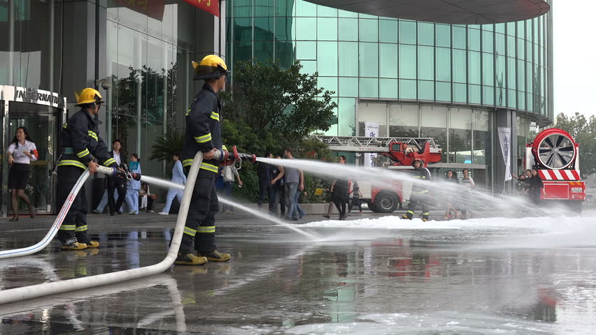 SHANGHAI CHINA 5 NOVEMBER 2015 Chinese Fire Truck Firefighters