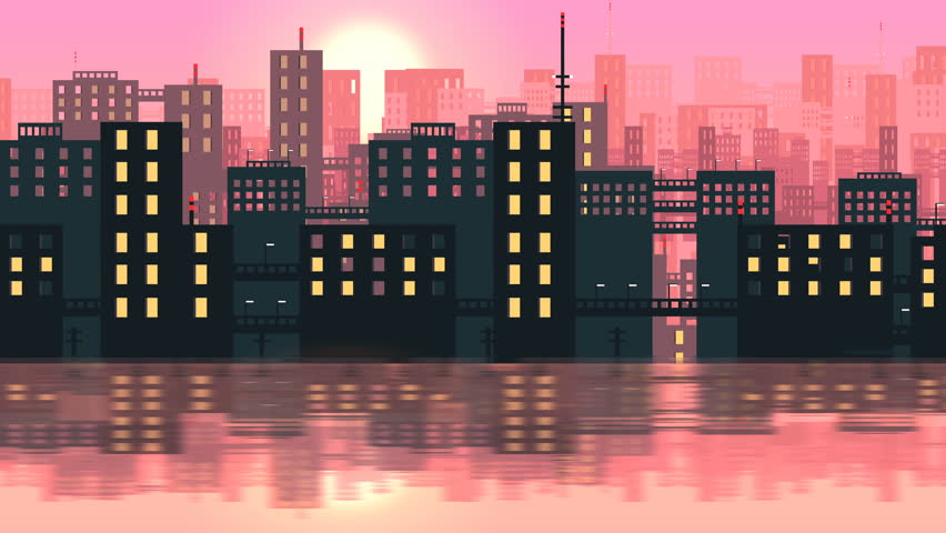 Cartoon Comic Style Cityscape Background Panorama. Non-looped ...