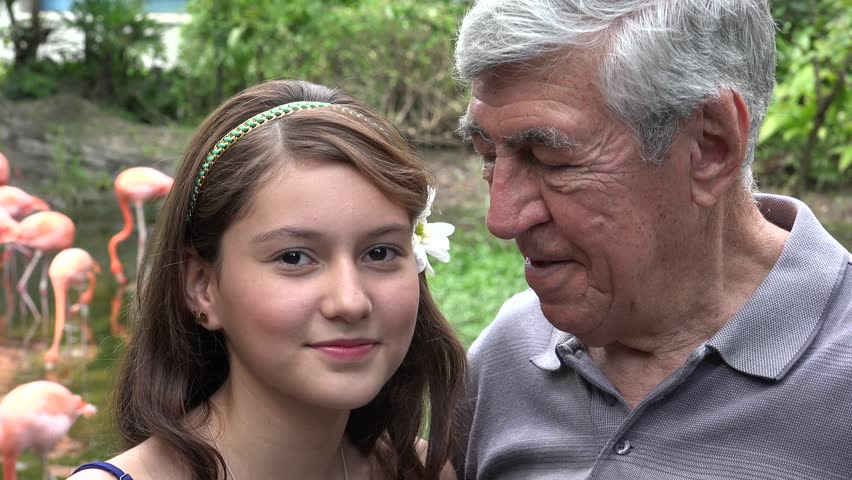 Happy Teen Girl And Grandfather Stock Footage Video 100 Royaltyfree