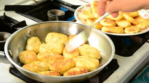 Cottage Cheese Pancakes Fried In Stock Footage Video 100 Royalty