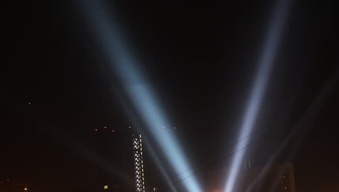 Searchlights Shining Beams Light Into Sky Stock Footage Video Royalty-free) 16788958 | Shutterstock