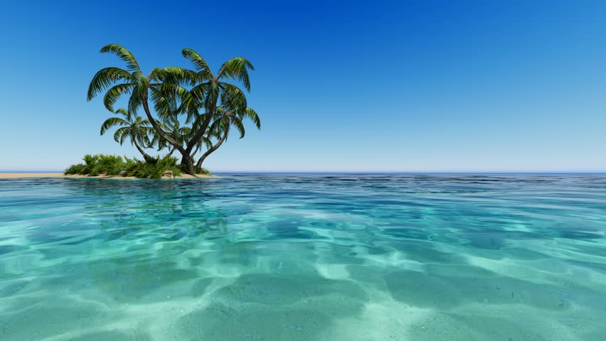 SLOW MOTION HALF UNDERWATER: Amazing Crystal Clear Ocean Lagoon In ...