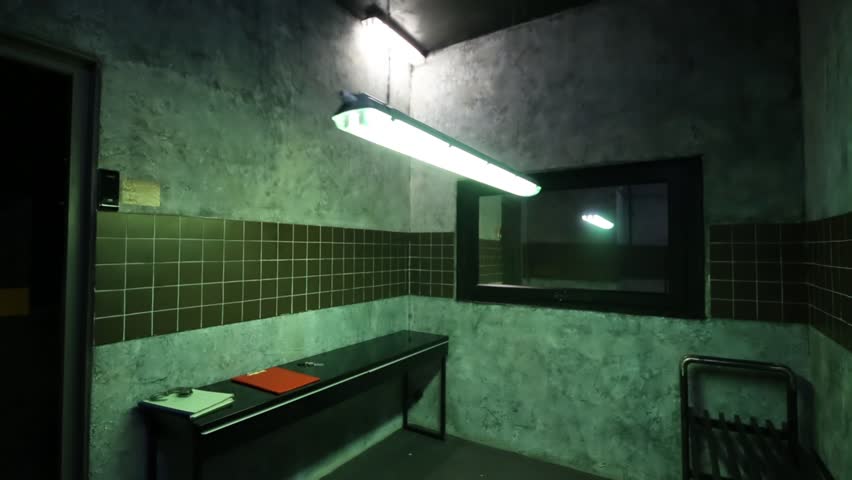 Interrogation Room with Mirror, Table, Stock Footage Video (100% ...