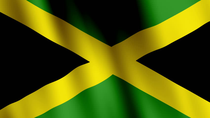 Flag Of Jamaica Gently Waving In The Wind. Seamless Loop With Highly ...