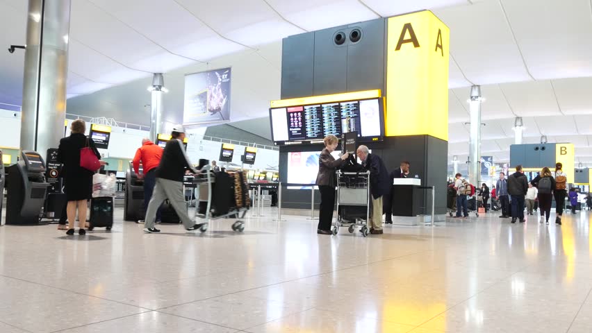 LONDON - 18 May 2016 : Crowded People Inside Heathrow Airport Terminal ...