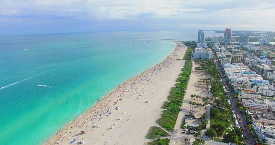 Beautiful Aerial Shot Of South Beach Miami, Florida. Bird Eye View Of ...