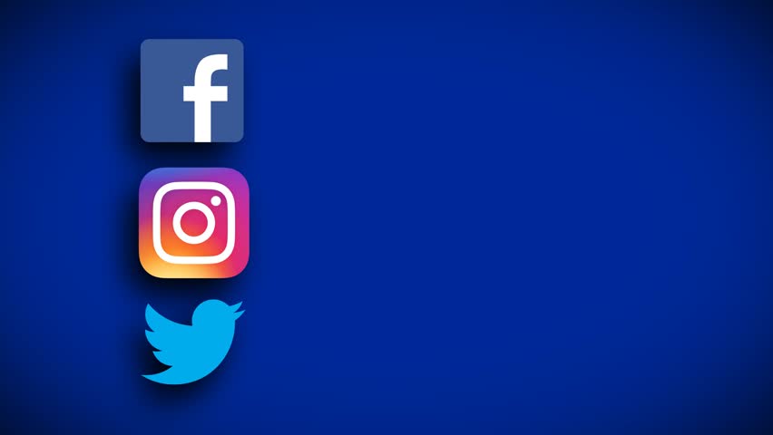 Facebook instagram twitter animated logos social… - Royalty Free Video