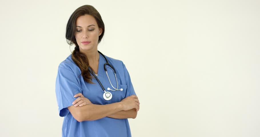 Sexy Female Doctor Pointing At Copy Space Stock Footage Video 1321798