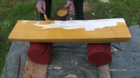 Man Painting Bench Made Of Stock Footage Video 100 Royalty Free