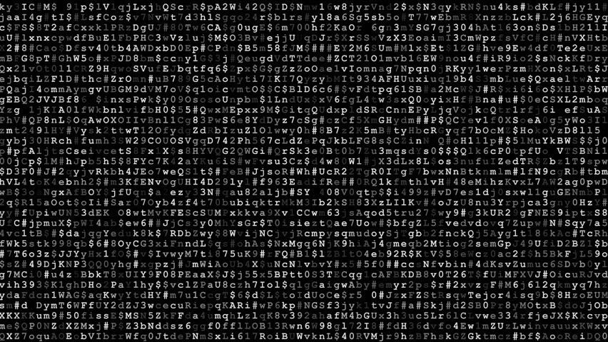 Random Symbols. Numbers And Letters - Scrolling Of Encrypted Data Black ...