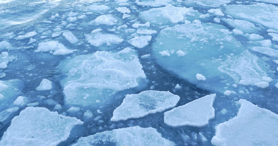 Ice Floes Seen From Above. Horizontal Panning Stock Footage Video ...