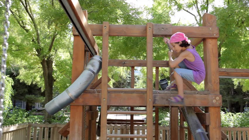 Child Girl Climbing Down A Stocks Material 100 Child Girl Climbing Down A Stocks