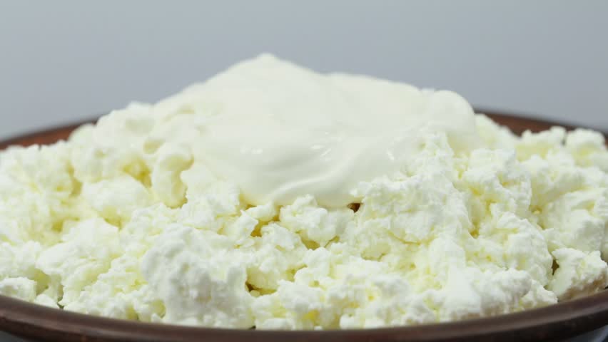 Cottage Cheese And Sour Cream Stock Footage Video 100