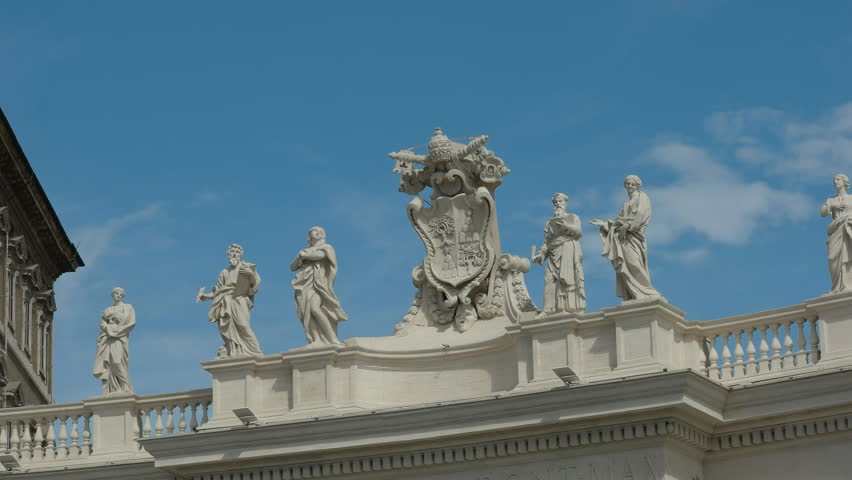 Statues On Roof. Biblical Figures On The Architecture Of Saint Peter ...