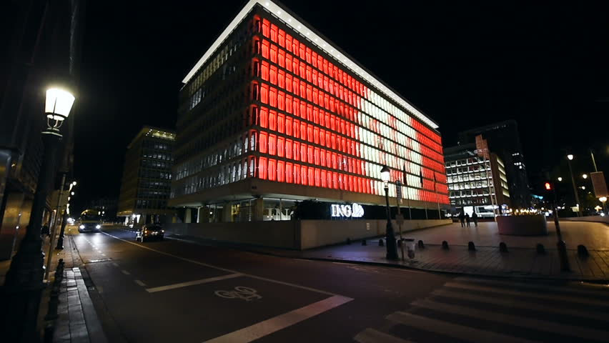 Brussels Belgium Circa 2016 Stock Footage Video 100 Royalty Brussels Belgium Circa 2016 Ing Bank Headquarter In Central Business District Of At Night With Traffic Avenue