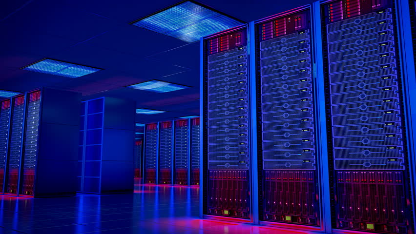 Seamlessly Looping Animation Of Rack Servers In Data Center Stock ...