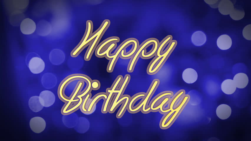 Happy Birthday Shiny Message On Blue Background, Creative Greeting ...