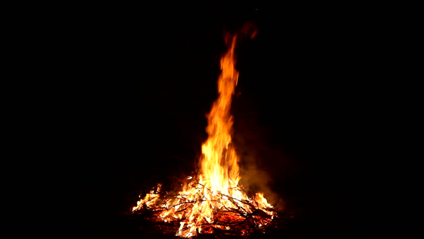 Fire Flame Isolated On Black Background. 8x Slow Motion Stock Footage