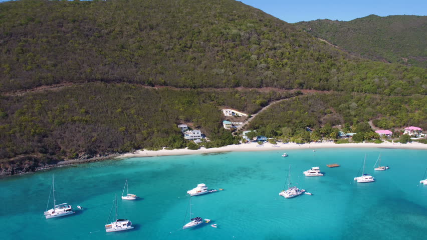 Aerial View Of Sandy Cay, British Virgin Islands Stock Footage Video ...