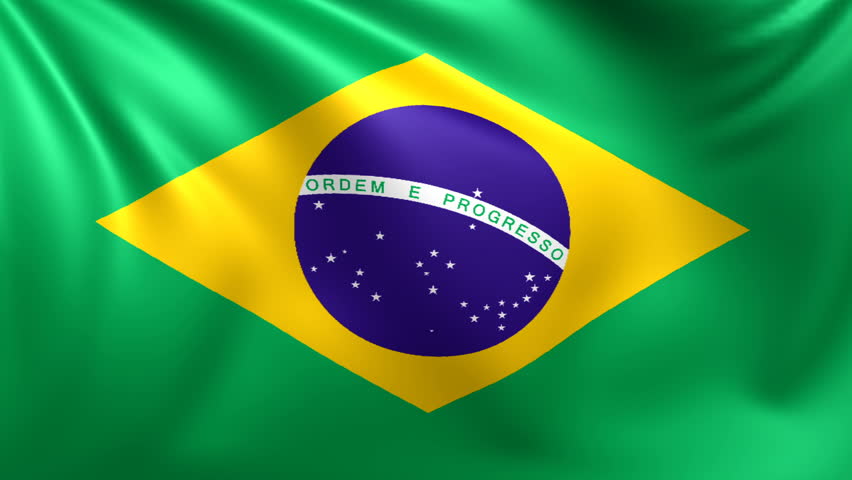 Seamless Loop Of The Brazilian Flag Waving In The Wind With Highly ...