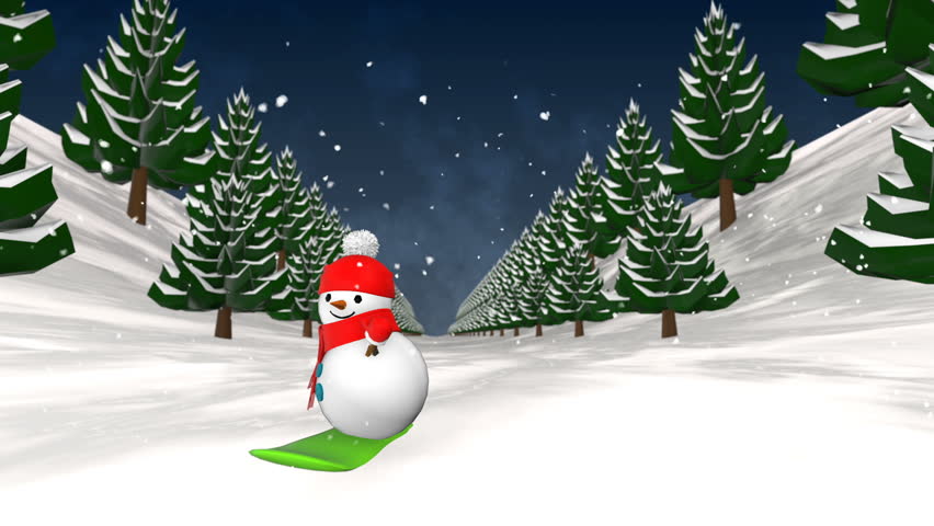 Snowman Snowboarding. Loop Animation. Stock Footage Video 21683005 ...