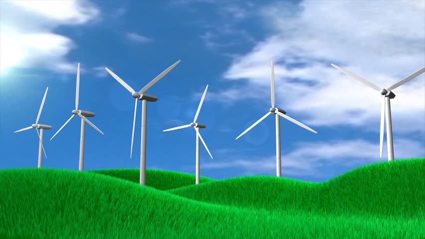 Green Energy - Light Bulb, Solar Panels And Wind Turbines Stock Footage