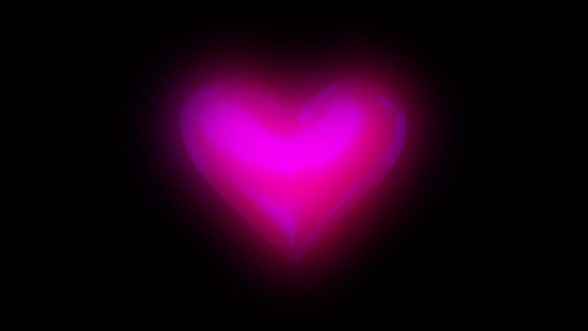 4k00 12animated Spinning Glowing Pink Heart Against Transparent