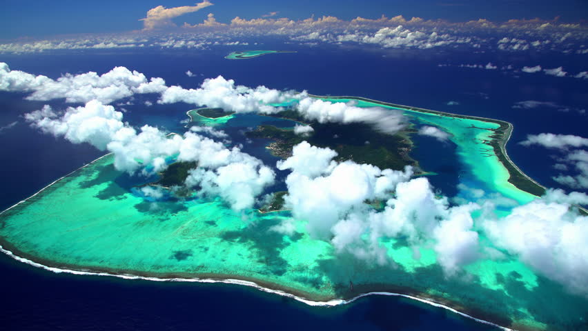 Aerial Bora Bora Tahaa French Polynesia Atoll Tahitian Pacific Ocean ...