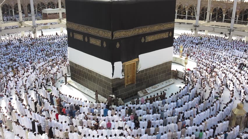 Kaaba Mecca Hajj Muslim People Crowd Praying Stock Footage Video ...