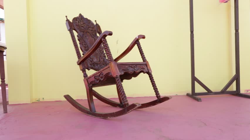In Philippines Old Dirty Terrace Whith Rocking Chair Empty Moving Stock ...