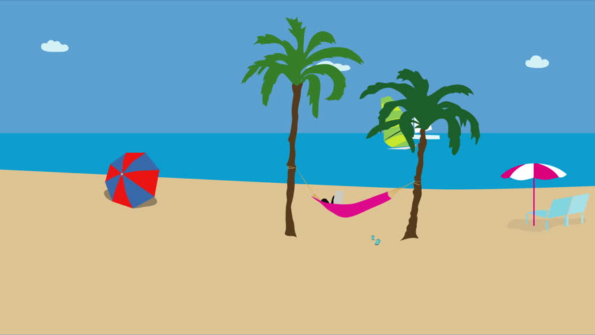 Beach Background. Summer Vacation By The Sea. Animation With Concept Of